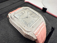 Cartier santos 100 medium | iced out naturel diamonds | 2025 - afbeelding 12 van  13