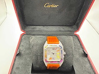 Cartier santos 100 medium | iced out naturel diamonds | 2025 - afbeelding 5 van  14