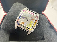 Cartier santos 100 medium | iced out naturel diamonds | 2025 - afbeelding 4 van  10
