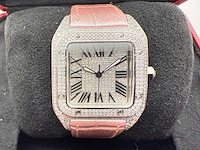 Cartier santos 100 medium | iced out naturel diamonds | 2025 - afbeelding 6 van  13