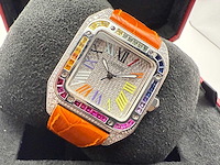 Cartier santos 100 medium | iced out naturel diamonds | 2025 - afbeelding 7 van  14