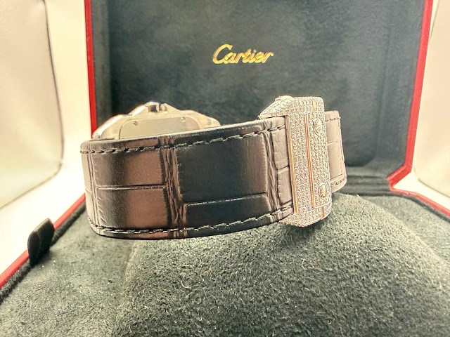 Cartier santos 100 xl | iced out | black | unworn - afbeelding 2 van  13