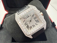 Cartier santos 100 xl | iced out diamonds | black - afbeelding 6 van  13