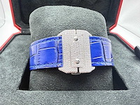 Cartier santos 100 xl | iced out diamonds | blue - afbeelding 11 van  13
