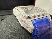 Cartier santos 100 xl | iced out diamonds | blue - afbeelding 12 van  13