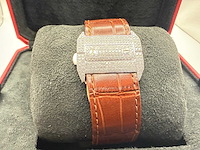 Cartier santos 100 xl | iced out diamonds | brown - afbeelding 10 van  13