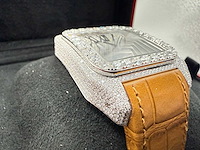 Cartier santos 100 xl | iced out diamonds | light brown - afbeelding 11 van  12