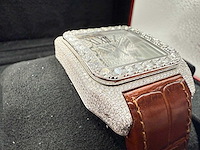 Cartier santos 100 xl | iced out with diamonds | brown - afbeelding 9 van  10