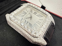 Cartier santos 100 xl | iced out with lab diamonds | black - afbeelding 10 van  13