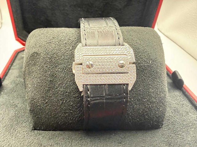 Cartier santos 100 xl | iced out with lab diamonds | black - afbeelding 7 van  13