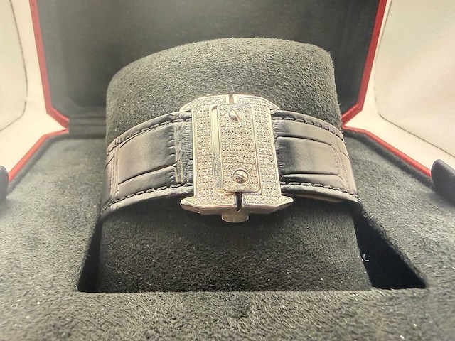 Cartier santos 100 xl | iced out with natural diamonds | unworn | black - afbeelding 8 van  10