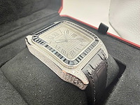 Cartier santos 100 xl | iced out with natural diamonds | unworn | black - afbeelding 10 van  10