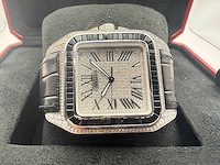 Cartier santos 100 xl | iced out with natural diamonds | unworn | black - afbeelding 9 van  13