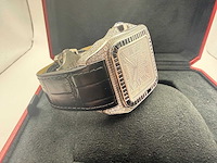 Cartier santos 100 xl | iced out with natural diamonds | unworn | black - afbeelding 4 van  10