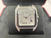 Cartier santos 100 xl | iced out with natural diamonds | unworn | black - afbeelding 3 van  10