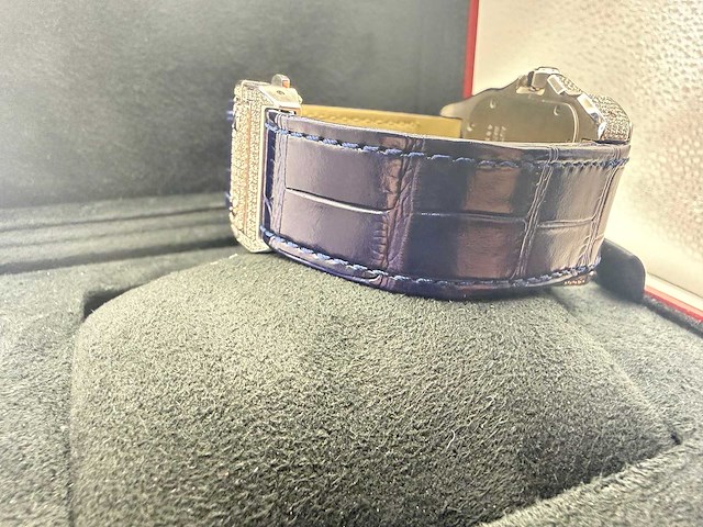 Cartier santos 100 xl | iced out with natural diamonds | unworn | blue - afbeelding 3 van  12