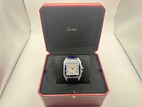 Cartier santos 100 xl | iced out with natural diamonds | unworn | blue - afbeelding 7 van  12