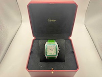 Cartier santos 100 xl | iced out with natural diamonds | unworn | green - afbeelding 1 van  3