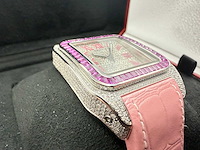 Cartier santos 100 xl | iced out with natural diamonds | unworn | pink - afbeelding 6 van  6