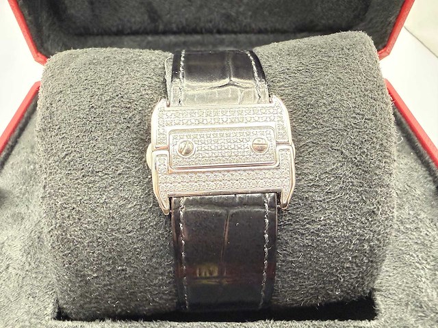 Cartier santos 100 xl | iced out with natural diamonds | unworn - afbeelding 11 van  12