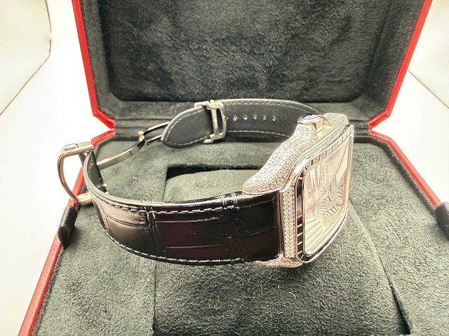 Cartier santos "large" | iced out naturel diamonds | black - afbeelding 11 van  12