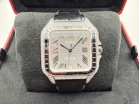 Cartier santos "large" | iced out naturel diamonds | black - afbeelding 2 van  12
