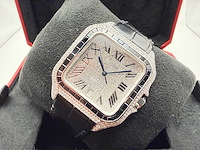Cartier santos "large" | iced out naturel diamonds | black - afbeelding 3 van  12
