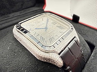 Cartier santos "large" | iced out naturel diamonds | black - afbeelding 8 van  12