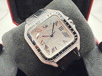 Cartier santos "large" | iced out naturel diamonds | black - afbeelding 5 van  13