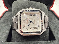 Cartier santos "large" | iced out naturel diamonds | black - afbeelding 7 van  13