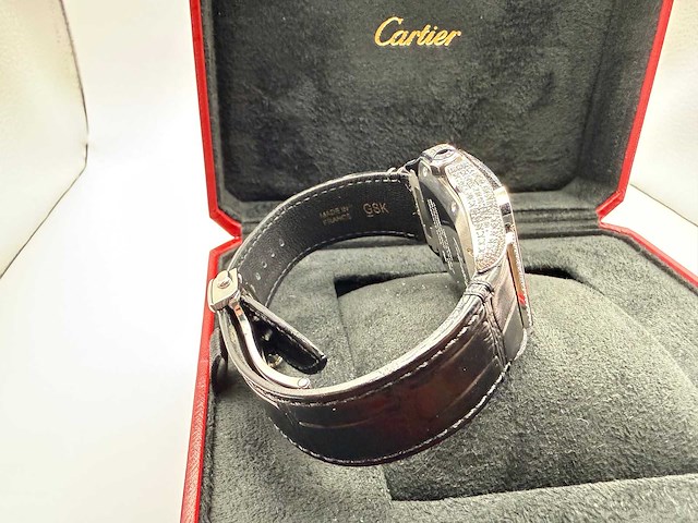 Cartier santos "large" | iced out naturel diamonds | black - afbeelding 3 van  12