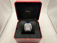 Cartier santos "large" | iced out naturel diamonds | blue - afbeelding 4 van  9
