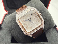 Cartier santos "large" | iced out naturel diamonds | brown - afbeelding 6 van  10