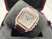 Cartier santos "large" | iced out naturel diamonds | brown - afbeelding 7 van  13