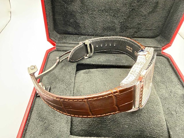 Cartier santos "large" | iced out naturel diamonds | brown - afbeelding 3 van  11