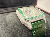 Cartier santos "large" | iced out naturel diamonds | green - afbeelding 13 van  13