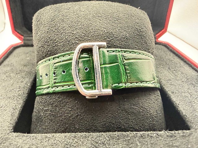 Cartier santos "large" | iced out naturel diamonds | green - afbeelding 6 van  8