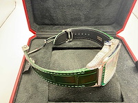 Cartier santos "large" | iced out naturel diamonds | green - afbeelding 3 van  12
