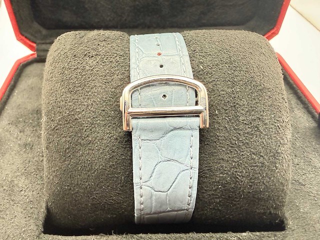 Cartier santos "large" | iced out naturel diamonds | light blue - afbeelding 10 van  13