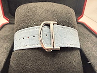 Cartier santos "large" | iced out naturel diamonds | light blue - afbeelding 7 van  8