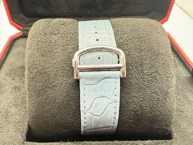 Cartier santos "large" | iced out naturel diamonds | light blue - afbeelding 10 van  13
