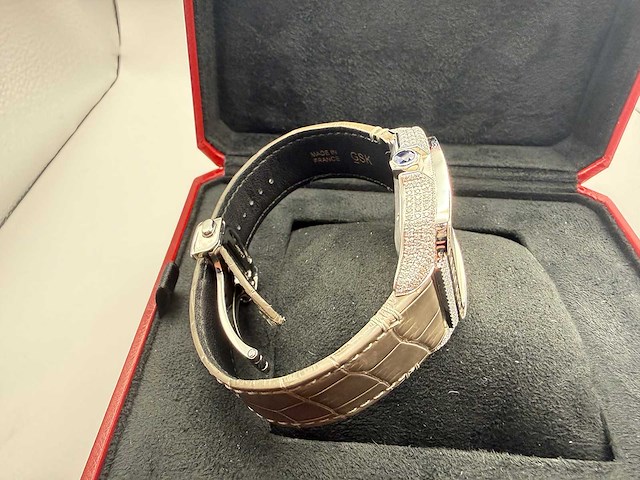 Cartier santos "large" | iced out naturel diamonds | light brown - afbeelding 2 van  11