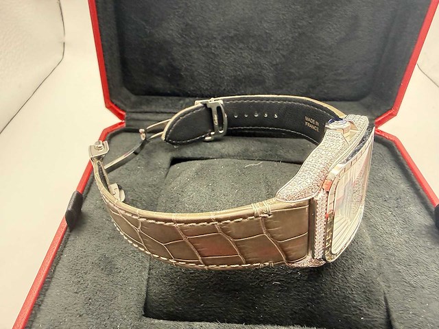 Cartier santos "large" | iced out naturel diamonds | light brown - afbeelding 3 van  11