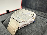 Cartier santos "large" | iced out naturel diamonds | light brown - afbeelding 2 van  12