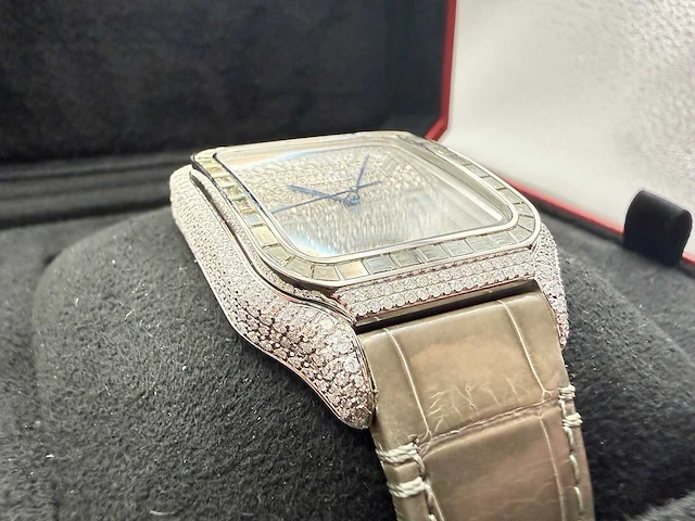 Cartier santos "large" | iced out naturel diamonds | light brown - afbeelding 12 van  13
