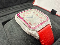 Cartier santos "large" | iced out naturel diamonds | red - afbeelding 10 van  10