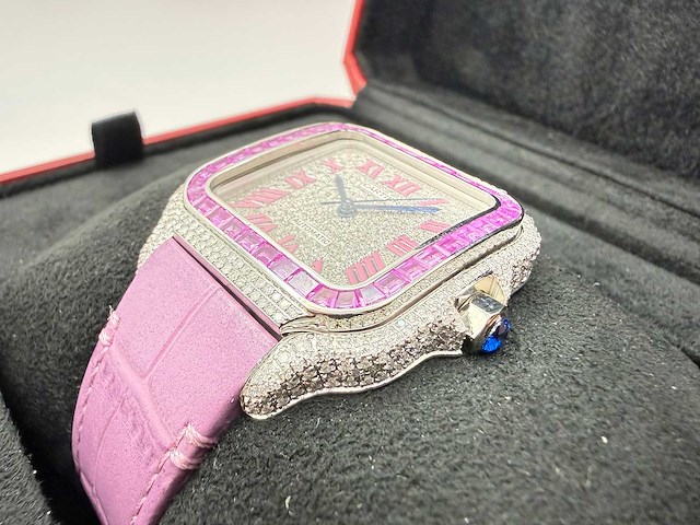 Cartier santos "medium" | iced out natural diamonds - afbeelding 11 van  12