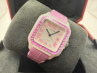 Cartier santos "medium" | iced out natural diamonds - afbeelding 3 van  12