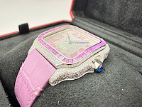 Cartier santos "medium" | iced out natural diamonds - afbeelding 2 van  13