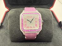 Cartier santos "medium" | iced out natural diamonds - afbeelding 9 van  13